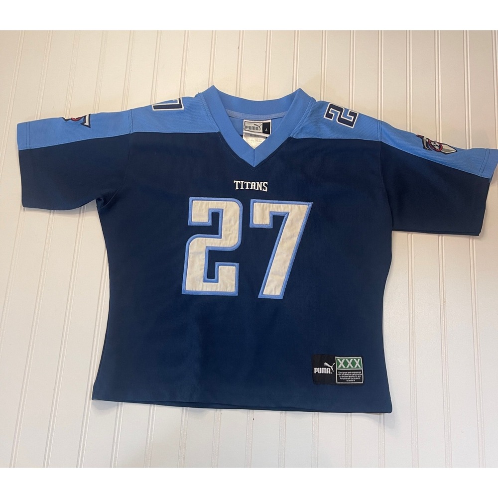 Kids Puma NFL Tennessee Titans Eddie George 27 Jersey Navy Blue Vintage Large 10